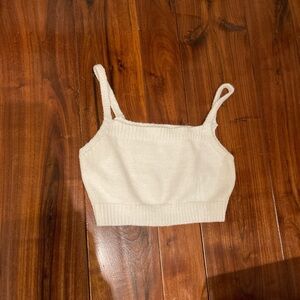 white fluffy tank top